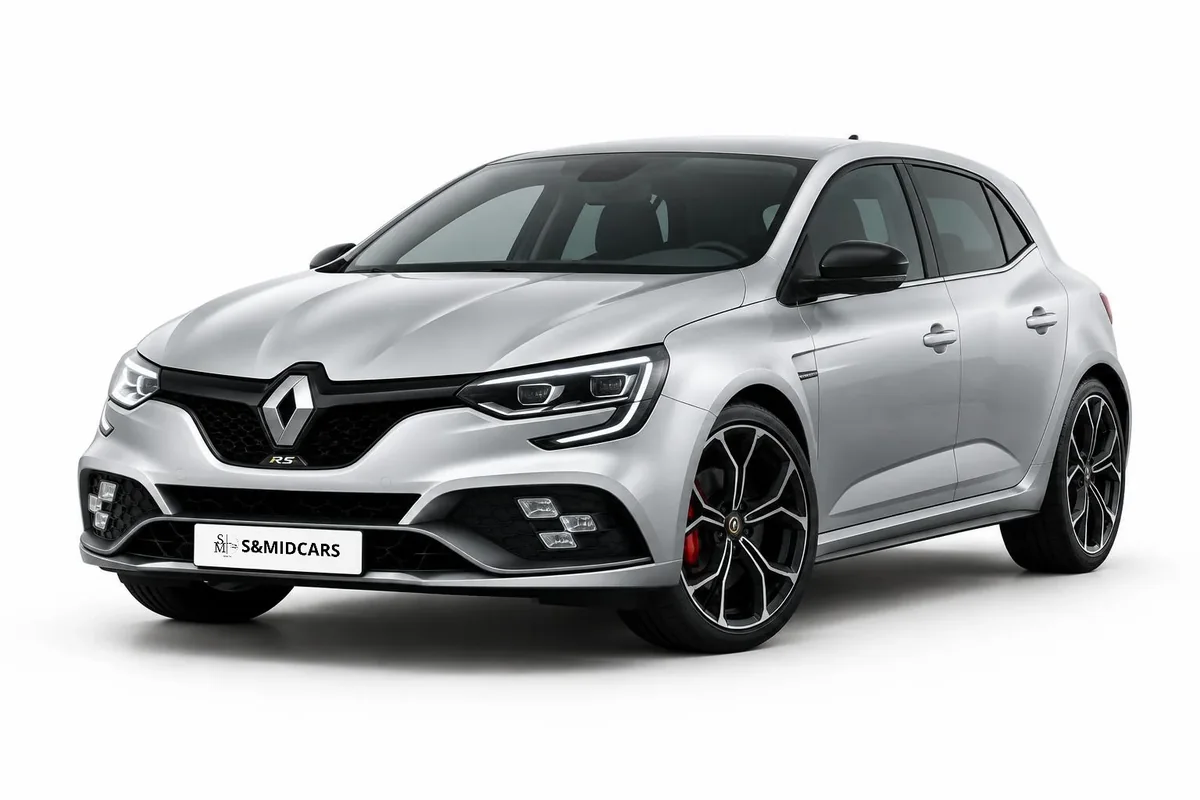 Renault Megane RS, visuel de studio illustratif ; modèle exact à confirmer — location à Marrakech