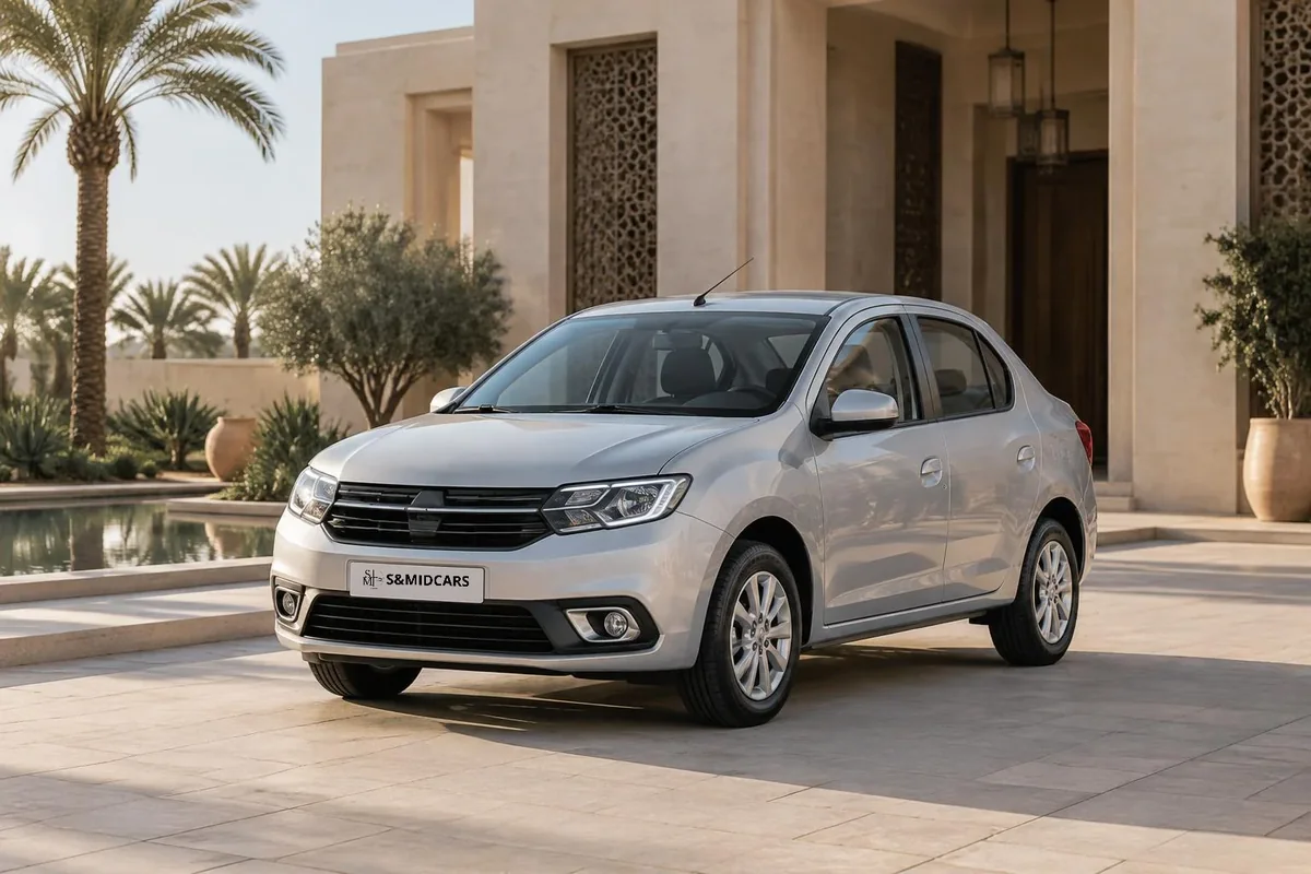 Dacia Logan dans une architecture inspirée de Marrakech — photographie illustrative